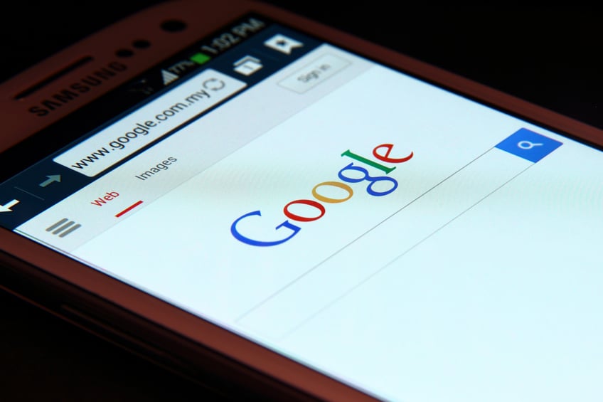 Google search homepage on smartphone