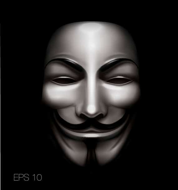 Vendetta or anonymous mask. High quality vector. Eyes are hollow - transparent.