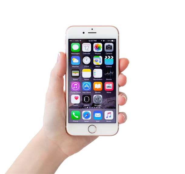 Isolated woman hand holding iPhone6S Rose Gold. iPhone 6S Rose Gold was created and developed by the Apple inc.